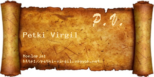 Petki Virgil névjegykártya